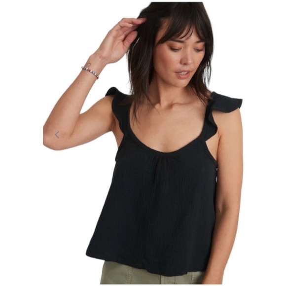 Marine Layer Jude Flutter Sleeve Tank Top Black NEW - Picture 1 of 7